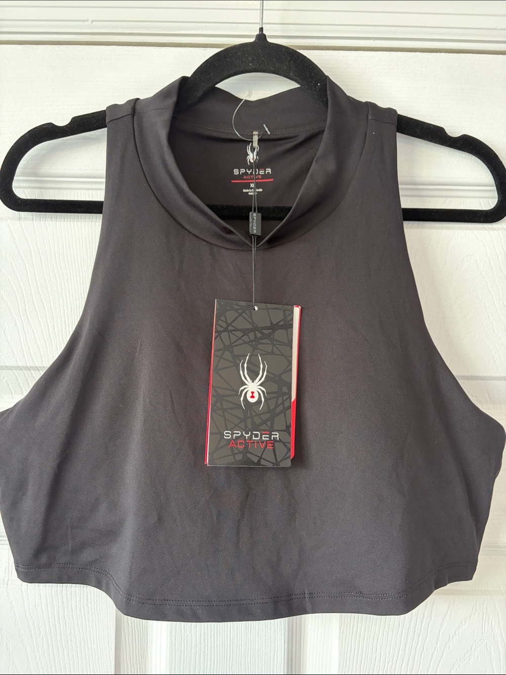 Spyder Black High-Neck Cropped Sport Top XL not faded